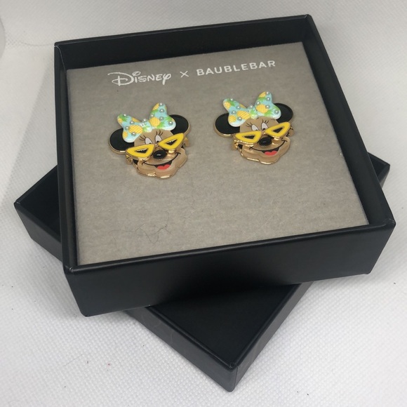 NEW Disney X Baublebar Disney Gold Minnie Mouse Summer Beach Bow Earrings - Picture 8 of 12